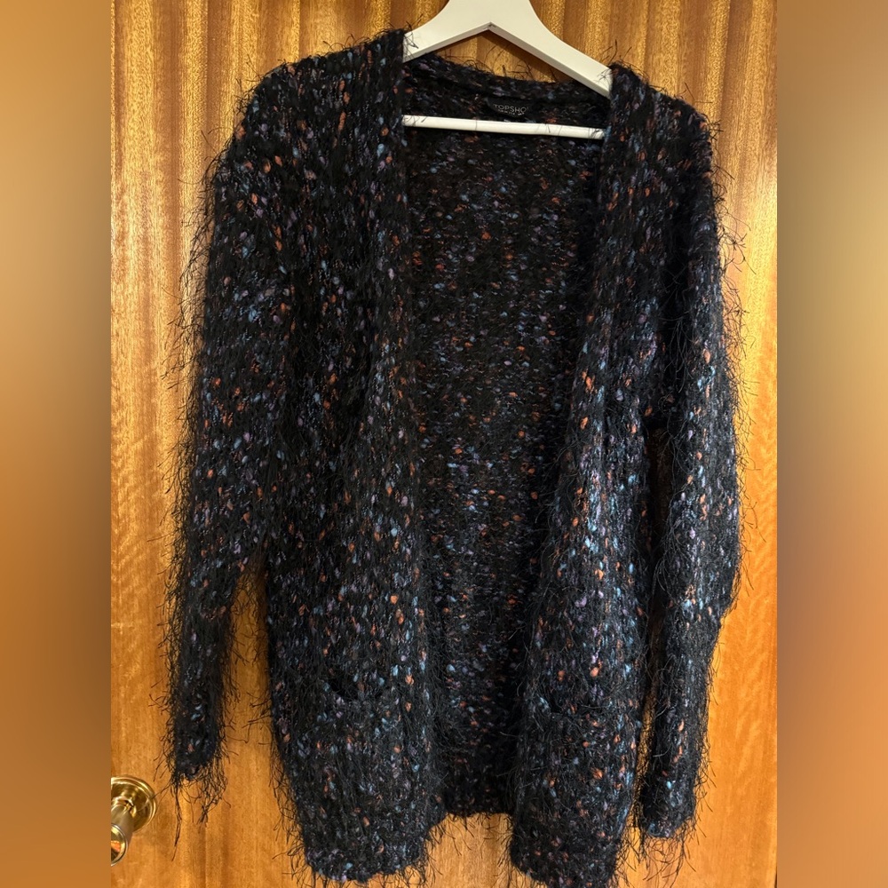 TOPSHOP cardigan sweater black with splashes of color